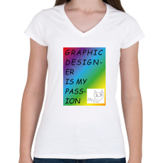 PRINTFASHION My passion - Női V-nyakú póló - Fehér