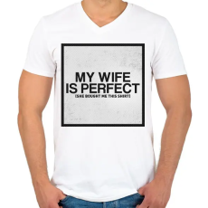 PRINTFASHION My wife - Férfi V-nyakú póló - Fehér