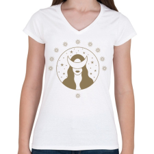 PRINTFASHION Mystic Girl - Női V-nyakú póló - Fehér női póló