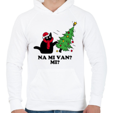 PRINTFASHION Na mi van cica karácsony - Férfi kapucnis pulóver - Fehér