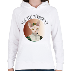 PRINTFASHION Na ne viccelj - Cicás - Női kapucnis pulóver - Fehér