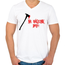 PRINTFASHION na vágjunk bele - Férfi V-nyakú póló - Fehér férfi póló