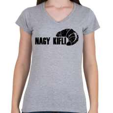 PRINTFASHION Nagy Kifli - páros minta - Női V-nyakú póló - Sport szürke