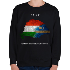PRINTFASHION Nagy Magyarország-os rovásírásos Névre Szóló  - Gyerek pulóver - Fekete