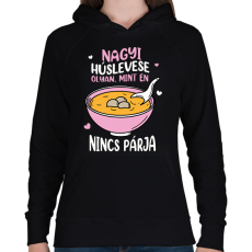 PRINTFASHION Nagyi húslevese - Női kapucnis pulóver - Fekete