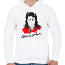 PRINTFASHION Nagyító alatt MJ 4 - Férfi kapucnis pulóver - Fehér férfi pulóver, kardigán