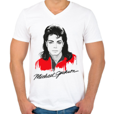 PRINTFASHION Nagyító alatt MJ 4 - Férfi V-nyakú póló - Fehér férfi póló