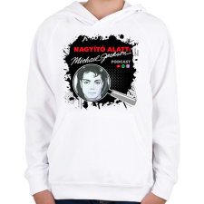 PRINTFASHION Nagyító alatt MJ 6 - Gyerek kapucnis pulóver - Fehér gyerek pulóver, kardigán