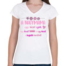 PRINTFASHION Nagymama legjobb barátnő - Női V-nyakú póló - Fehér női póló