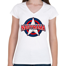 PRINTFASHION NAGYMAMA - Női V-nyakú póló - Fehér női póló