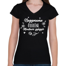 PRINTFASHION Nagymama ölelése - Fehér - Női V-nyakú póló - Fekete
