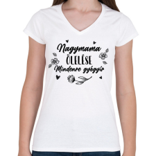 PRINTFASHION Nagymama ölelése - Fekete - Női V-nyakú póló - Fehér női póló