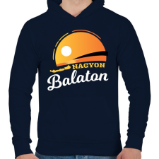 PRINTFASHION Nagyon Balaton - Férfi kapucnis pulóver - Sötétkék férfi pulóver, kardigán