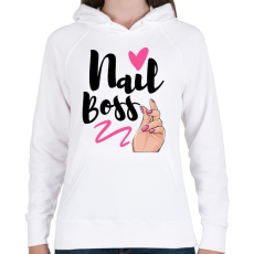 PRINTFASHION Nail Boss - Női kapucnis pulóver - Fehér
