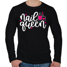 PRINTFASHION Nail Queen - Férfi hosszú ujjú póló - Fekete