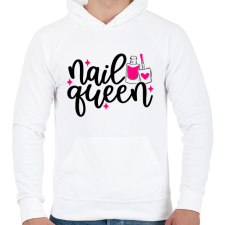 PRINTFASHION Nail Queen - Férfi kapucnis pulóver - Fehér férfi pulóver, kardigán