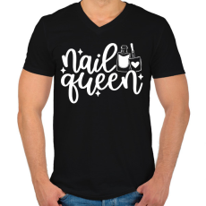 PRINTFASHION Nail Queen - Férfi V-nyakú póló - Fekete