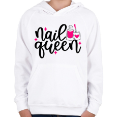 PRINTFASHION Nail Queen - Gyerek kapucnis pulóver - Fehér