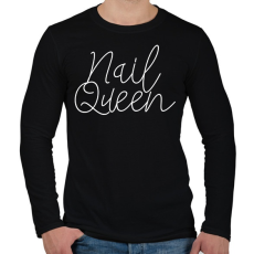 PRINTFASHION Nail Queen - Műkörmös design - Férfi hosszú ujjú póló - Fekete