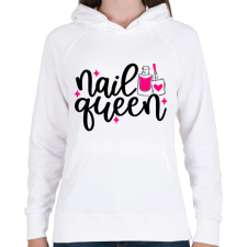 PRINTFASHION Nail Queen - Női kapucnis pulóver - Fehér női pulóver, kardigán