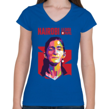 PRINTFASHION NAIROBI - Női V-nyakú póló - Királykék női póló