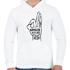 PRINTFASHION Namaste - Férfi kapucnis pulóver - Fehér férfi pulóver, kardigán