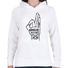 PRINTFASHION Namaste - Női kapucnis pulóver - Fehér