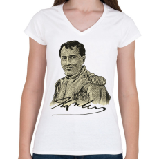 PRINTFASHION Napoleon Bonaparte  - Női V-nyakú póló - Fehér
