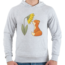 PRINTFASHION Napraforgót szagoló róka - Férfi kapucnis pulóver - Sport szürke férfi pulóver, kardigán