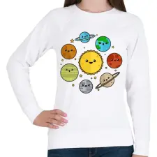 PRINTFASHION Naprendszer - Női pulóver - Fehér női pulóver, kardigán