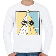 PRINTFASHION Napszemüveges csirke - Férfi pulóver - Fehér férfi pulóver, kardigán