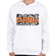 PRINTFASHION Narancs CHILL - Gyerek kapucnis pulóver - Fehér