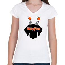 PRINTFASHION Narancssárga bolondos méhecsketacskó - Női V-nyakú póló - Fehér