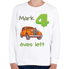 PRINTFASHION Narancssárga kocsi - Névvel, számmal - Gyerek pulóver - Fehér gyerek pulóver, kardigán
