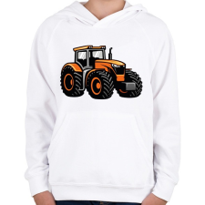 PRINTFASHION Narancssárga traktor - Gyerek kapucnis pulóver - Fehér gyerek pulóver, kardigán