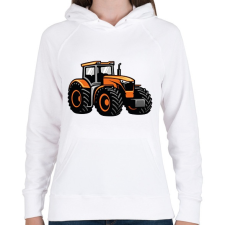 PRINTFASHION Narancssárga traktor - Női kapucnis pulóver - Fehér női pulóver, kardigán