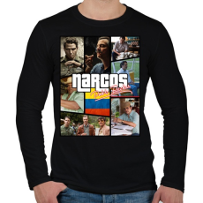 PRINTFASHION Narcos - Férfi hosszú ujjú póló - Fekete