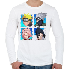 PRINTFASHION Naruto 4 karakter - Férfi hosszú ujjú póló - Fehér