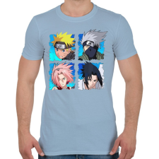 PRINTFASHION Naruto 4 karakter - Férfi póló - Világoskék férfi póló