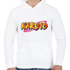 PRINTFASHION Naruto logo - Férfi kapucnis pulóver - Fehér férfi pulóver, kardigán