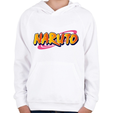 PRINTFASHION Naruto logo - Gyerek kapucnis pulóver - Fehér gyerek pulóver, kardigán