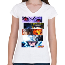 PRINTFASHION NARUTO montage - Női V-nyakú póló - Fehér