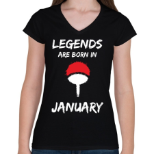 PRINTFASHION Naruto szülinap - Január - Női V-nyakú póló - Fekete női póló