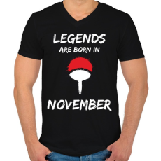 PRINTFASHION Naruto szülinap - November - Férfi V-nyakú póló - Fekete