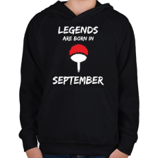 PRINTFASHION Naruto szülinap - Szeptember - Gyerek kapucnis pulóver - Fekete