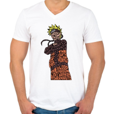 PRINTFASHION Naruto Uzumaki - Férfi V-nyakú póló - Fehér férfi póló
