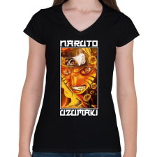PRINTFASHION Naruto Uzumaki - Női V-nyakú póló - Fekete női póló
