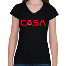 PRINTFASHION NASA - A nagy pénzrablás - Női V-nyakú póló - Fekete női póló