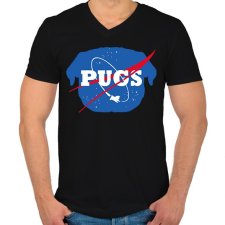 PRINTFASHION Nasa mopsz - Férfi V-nyakú póló - Fekete férfi póló