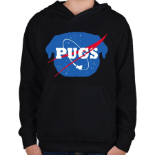 PRINTFASHION Nasa mopsz - Gyerek kapucnis pulóver - Fekete gyerek pulóver, kardigán